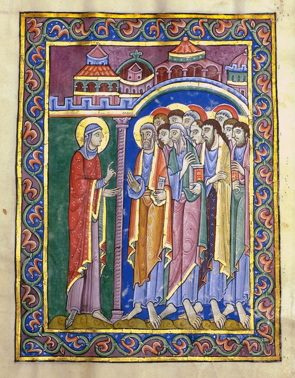 Maria Magdalena verkündet den Jüngern die Auferstehung Christi (c) Wikipedia gemeinfrei https://de.wikipedia.org/wiki/Albani-Psalter#/media/Datei:Maria_Magdalena_berichtet_den_J%C3%BCngern.jpg