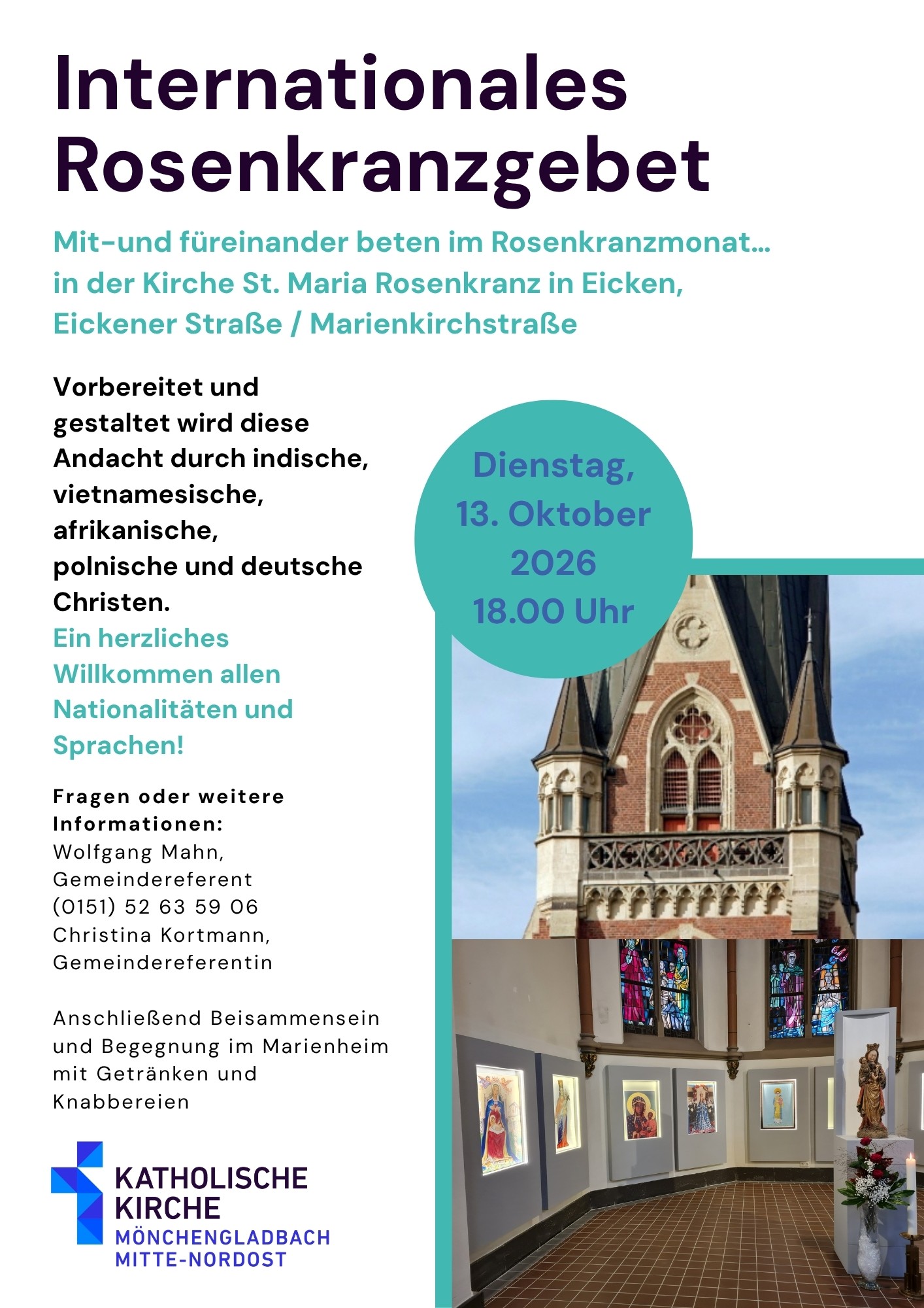 Internationale Rosenkranzandachtdes Pastoralen Raumes Mönchengladbach-Mitte-Nordost in St. Maria Rosenkranz Eicken am 13-10-2026 (c) A. Costa